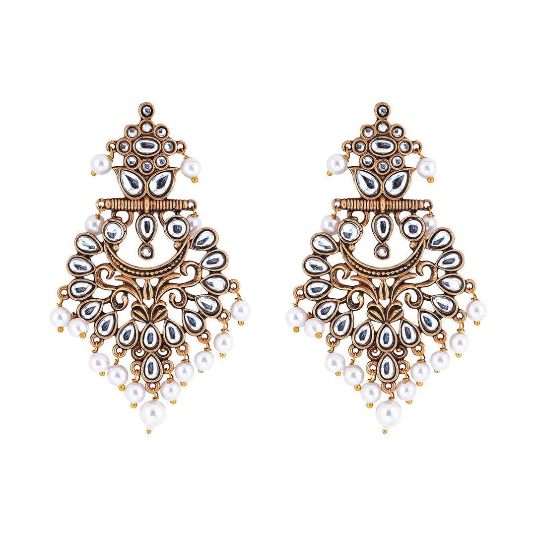 Teejh Rutuja White Gold Enamel Earrings