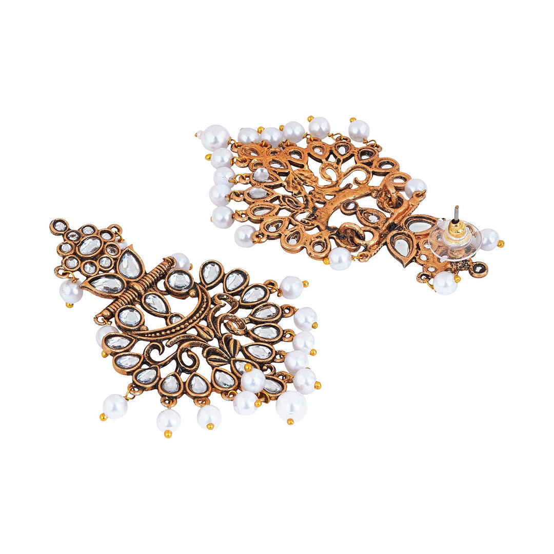 Teejh Rutuja White Gold Enamel Earrings