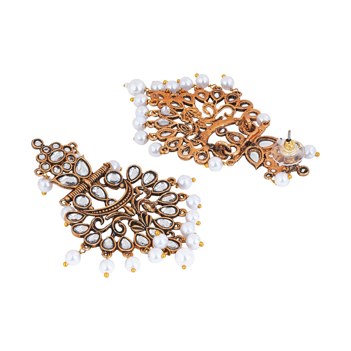 Teejh Rutuja White Gold Enamel Earrings