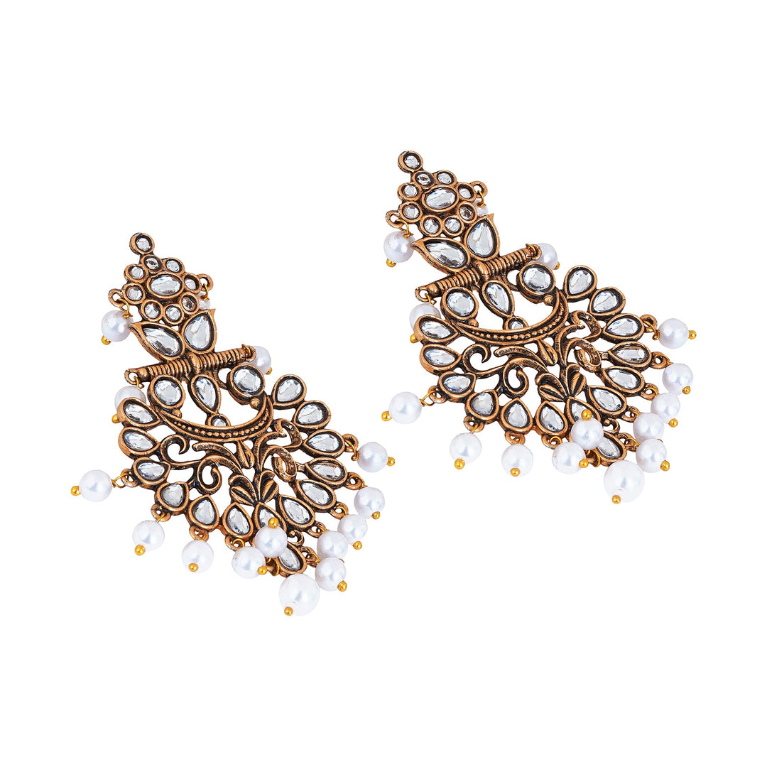 Teejh Rutuja White Gold Enamel Earrings