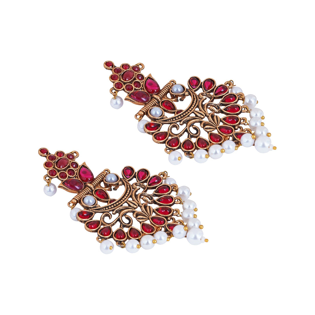 Teejh Rutuja Magenta  Gold Enamel Earrings