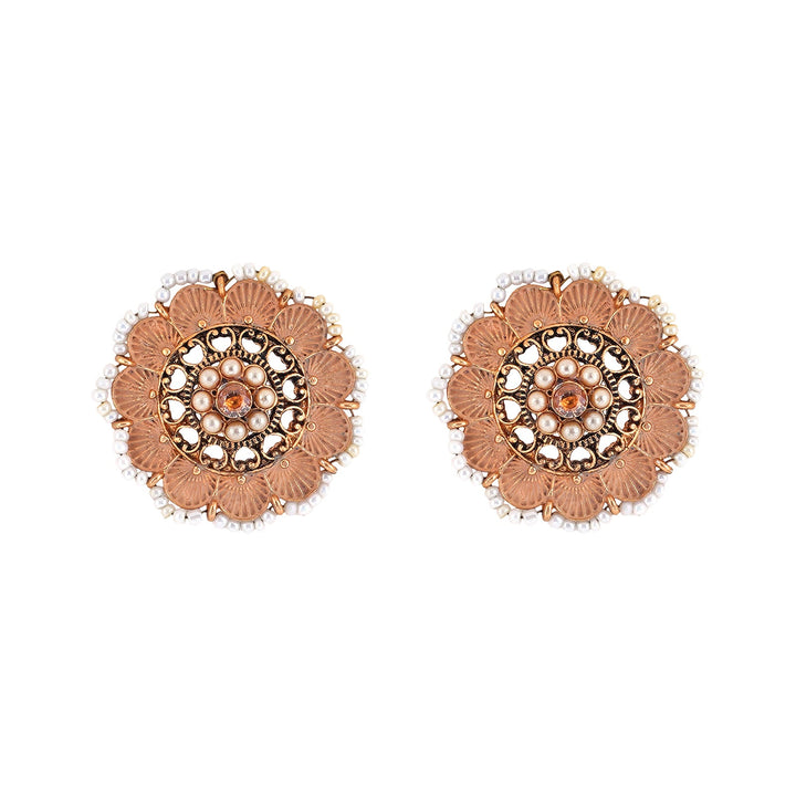 Teejh Pragya Nude Pink Gold Enamel Stud