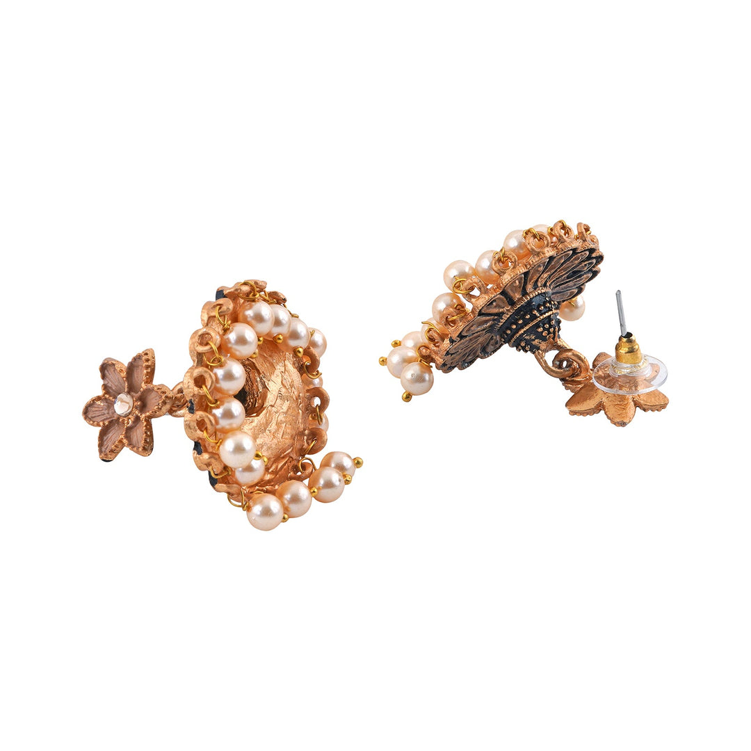 Teejh Arika Nude Pink and Black Gold Enamel Earrings