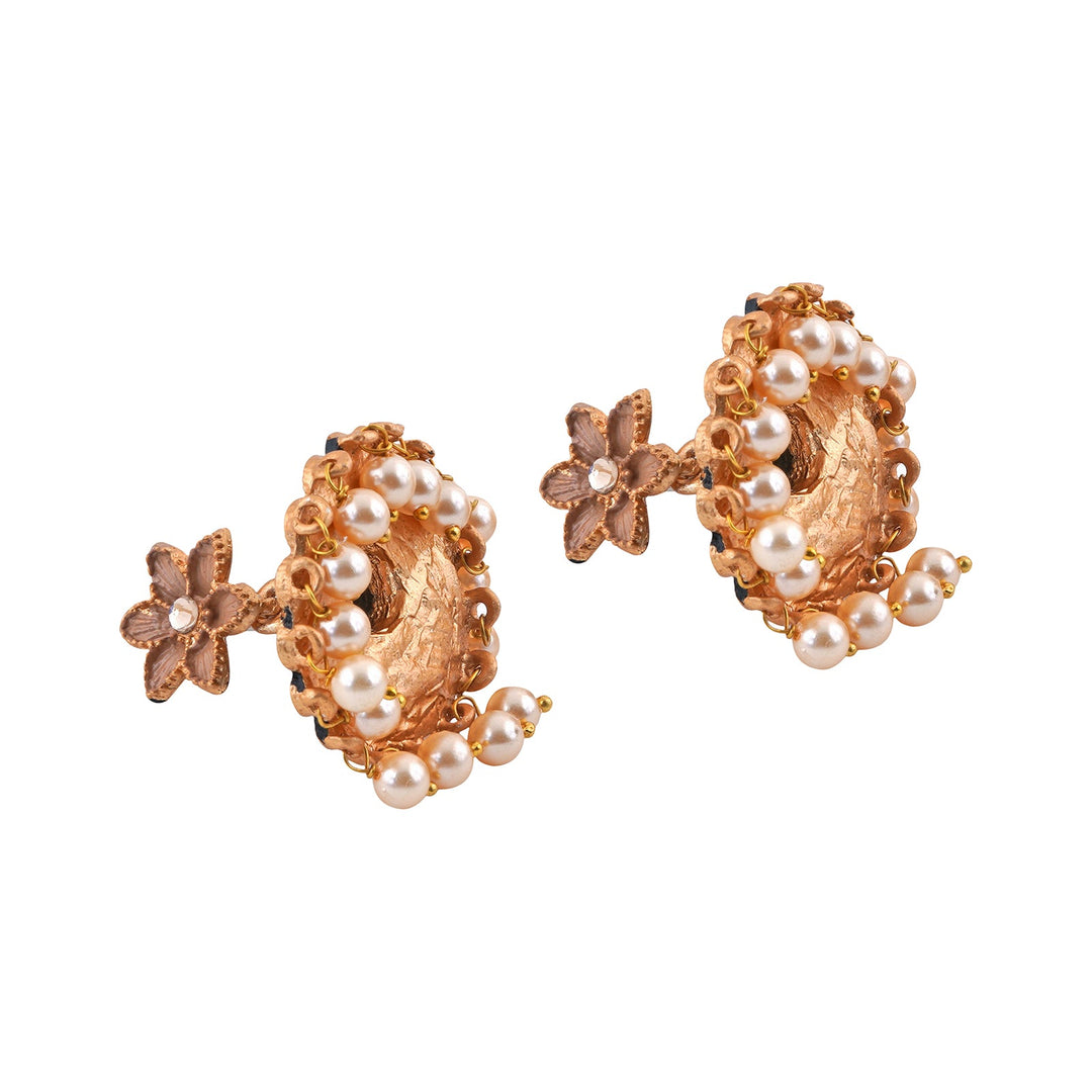 Teejh Arika Nude Pink and Black Gold Enamel Earrings