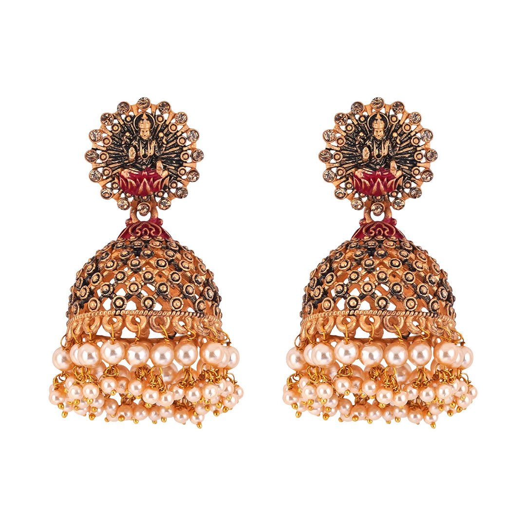 Teejh Chakriya  Pink Gold Enamel Earrings