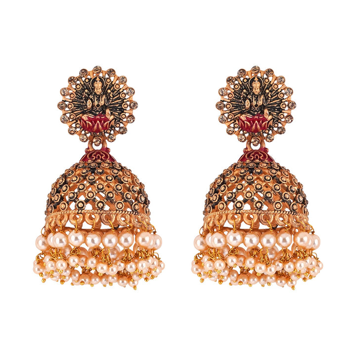 Teejh Chakriya  Pink Gold Enamel Earrings