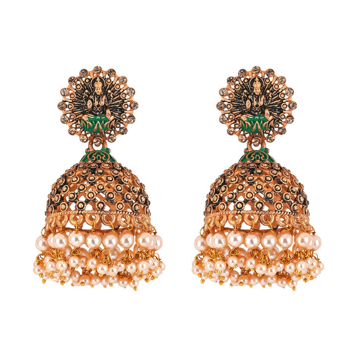 Teejh Chakriya Green Gold Enamel Earrings