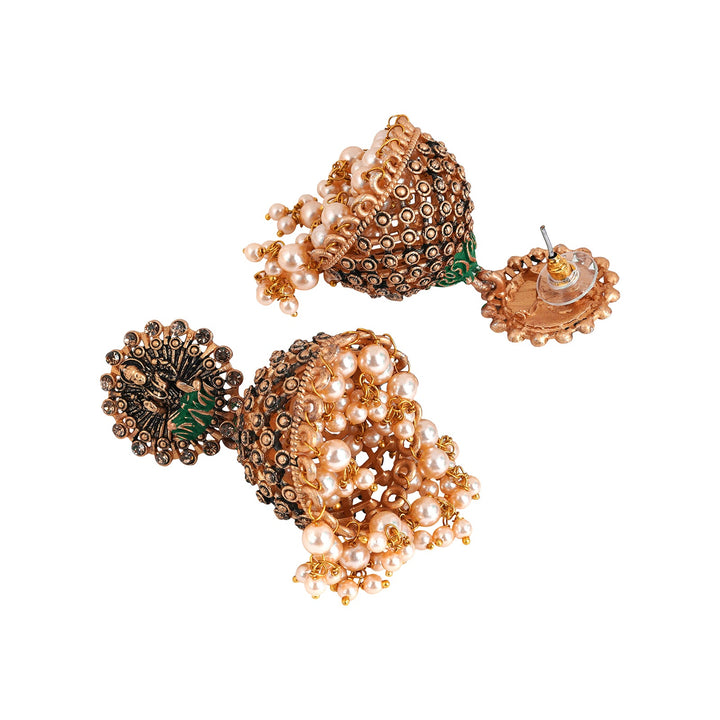 Teejh Chakriya Green Gold Enamel Earrings