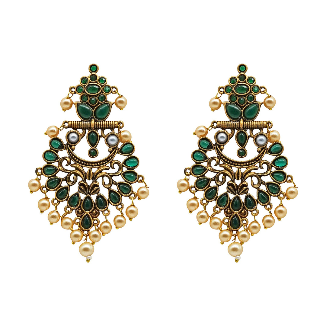 Teejh Saanchi Dark Green Gold Enamel Earrings