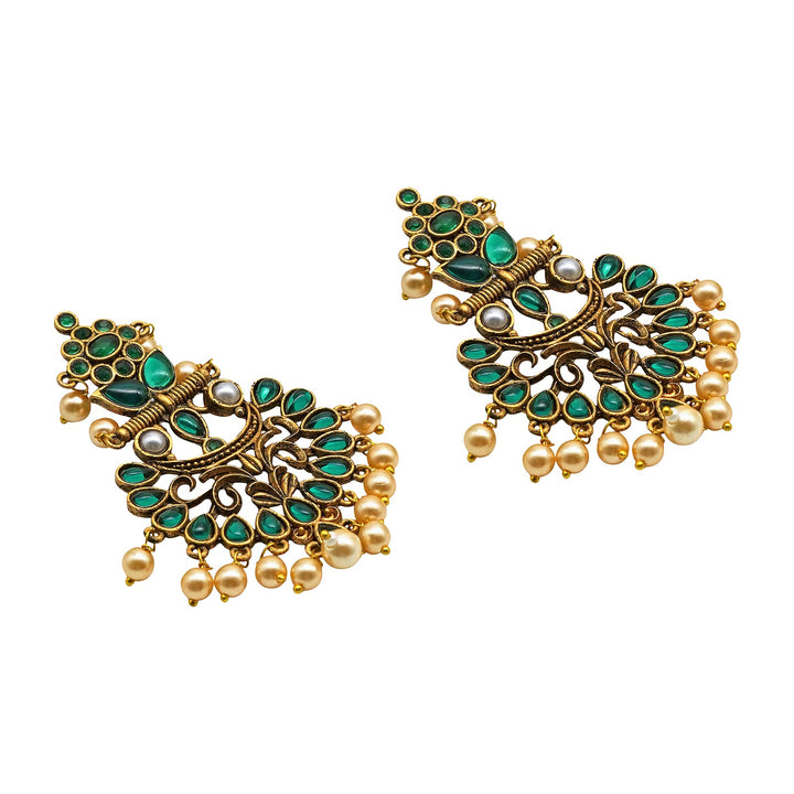 Teejh Saanchi Dark Green Gold Enamel Earrings