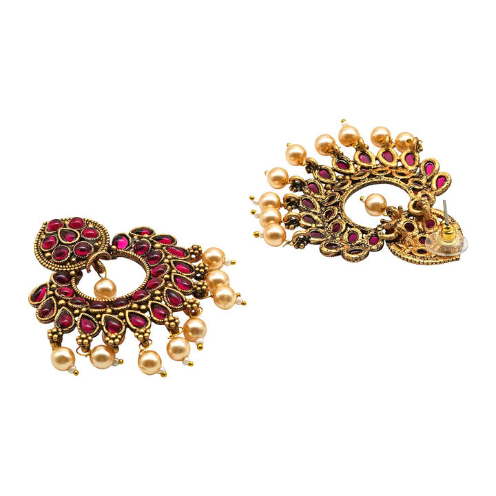 Teejh Ira Maroon Gold Enamel Earrings