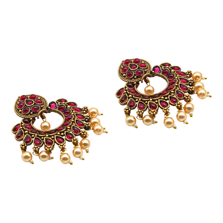 Teejh Ira Maroon Gold Enamel Earrings