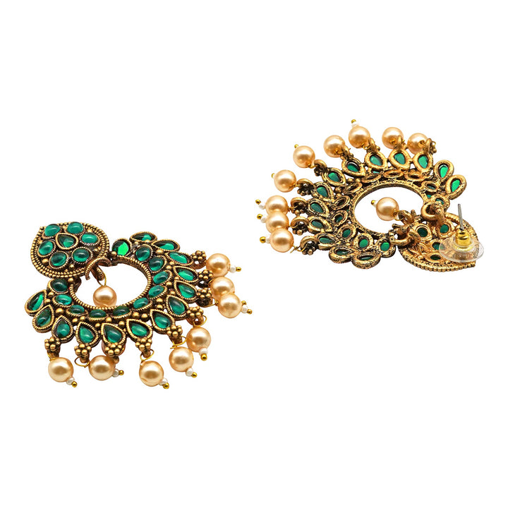 Teejh Ira Dark Green Gold Enamel Earrings