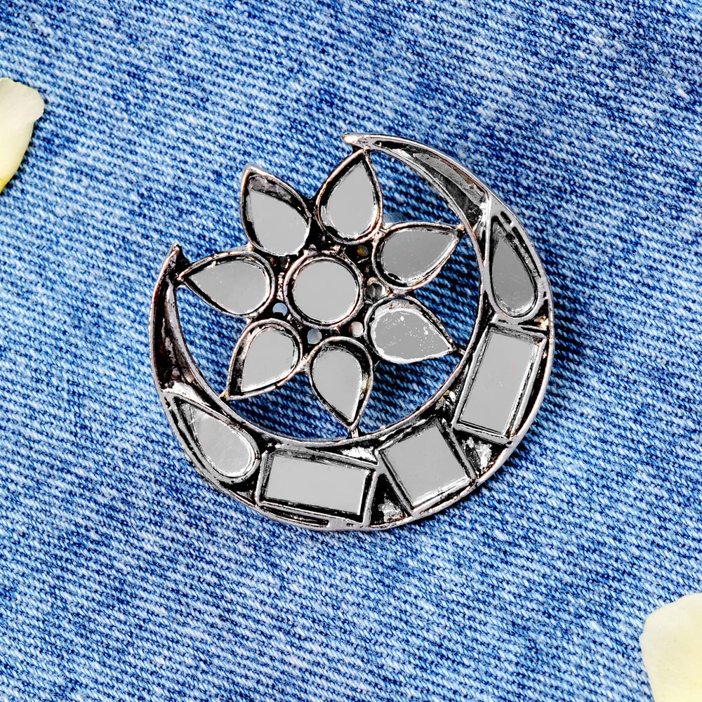 Shagun Silver Oxidized Mirror Ring - Joker & Witch