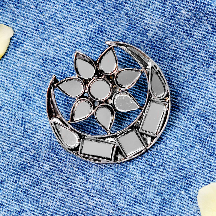 Shagun Silver Oxidized Mirror Ring - Joker & Witch