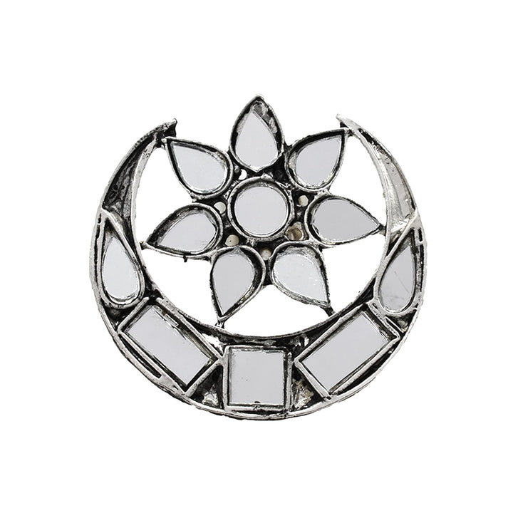 Shagun Silver Oxidized Mirror Ring - Joker & Witch
