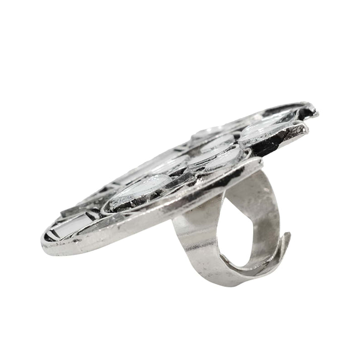 Shagun Silver Oxidized Mirror Ring - Joker & Witch
