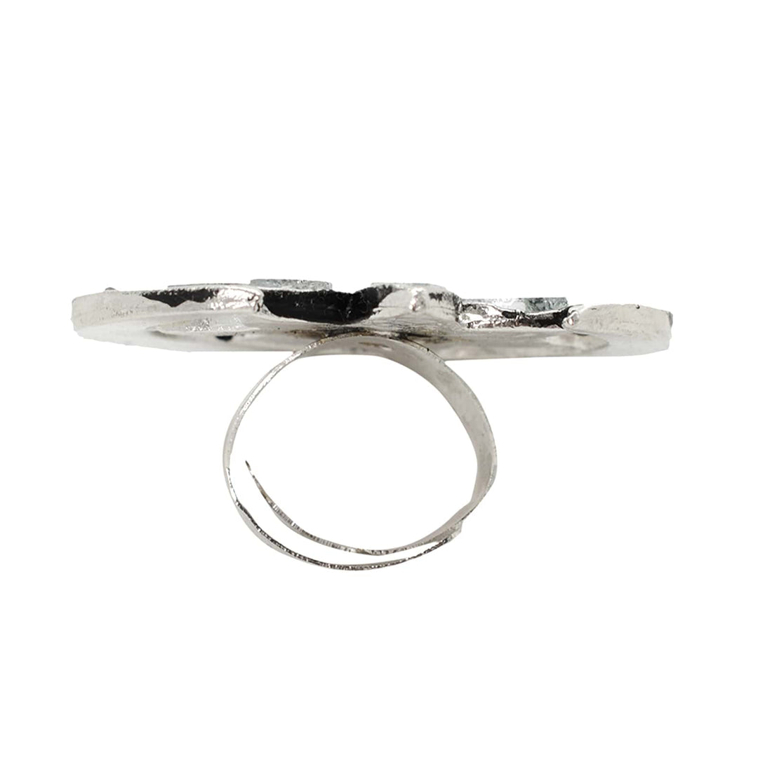 Shagun Silver Oxidized Mirror Ring - Joker & Witch