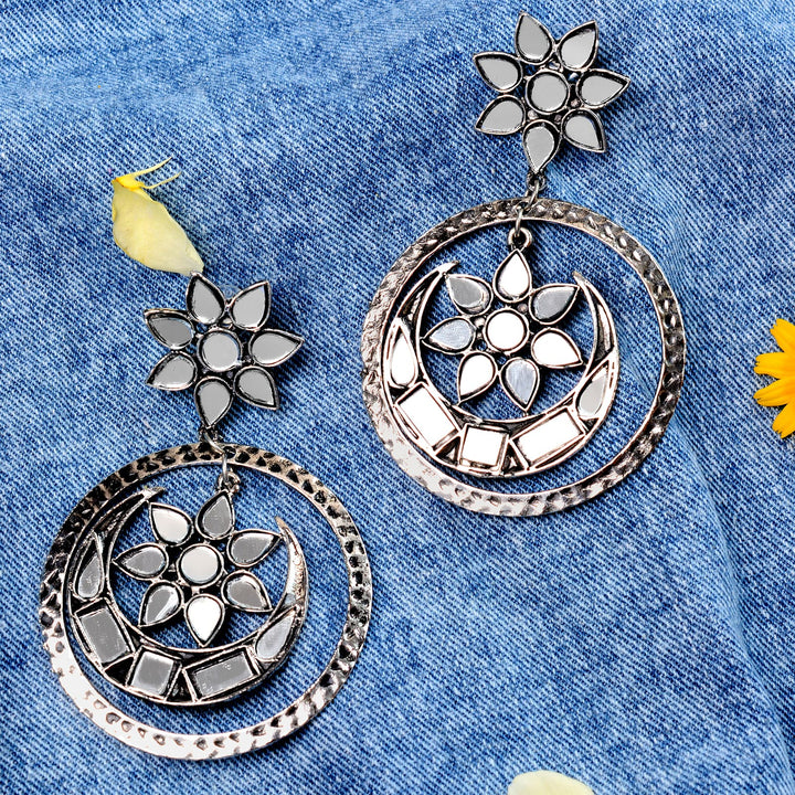 Samaya Silver Oxidized Mirror Earrings - Joker & Witch