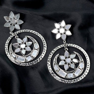 Samaya Silver Oxidized Mirror Earrings - Joker & Witch
