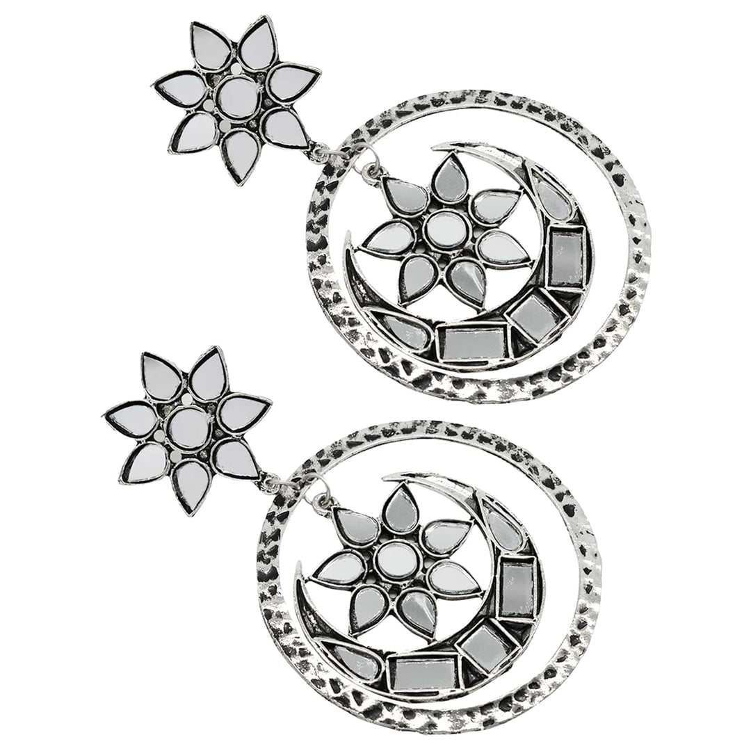 Samaya Silver Oxidized Mirror Earrings - Joker & Witch