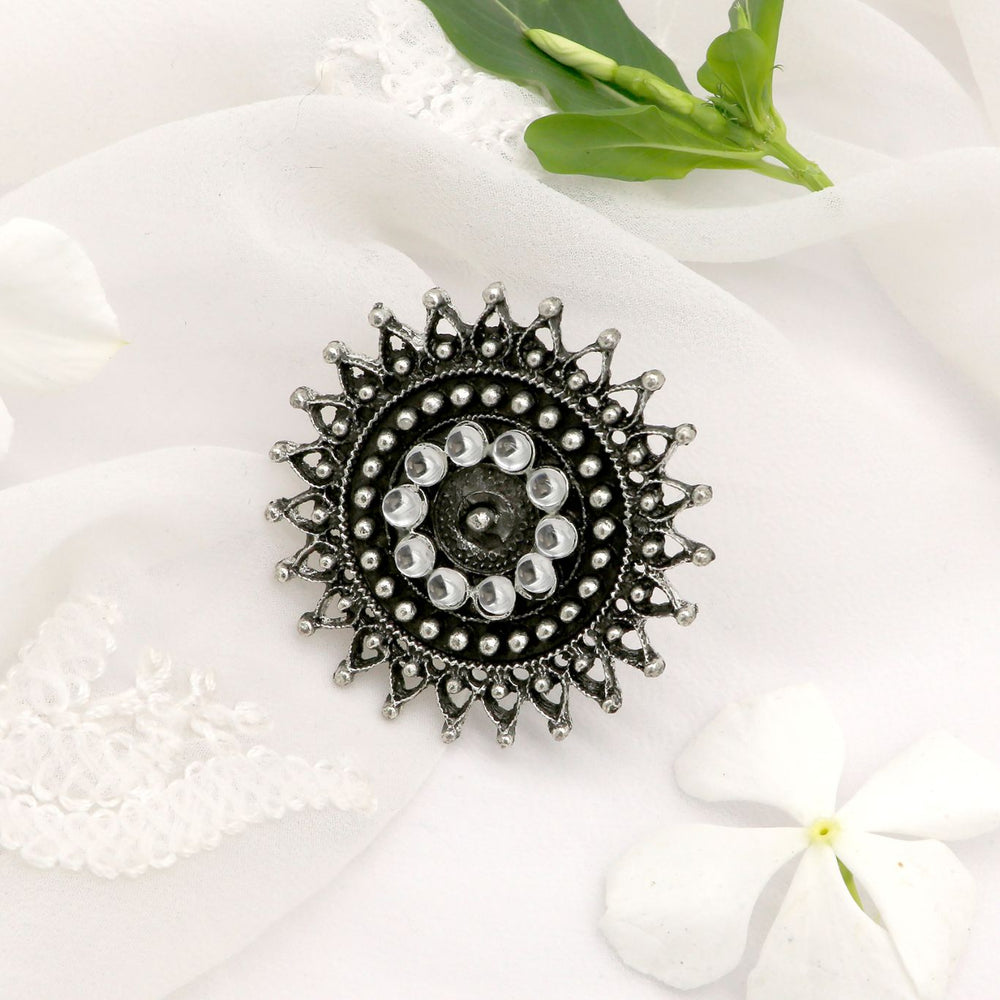 Lavanya Silver Oxidized Ring - Joker & Witch