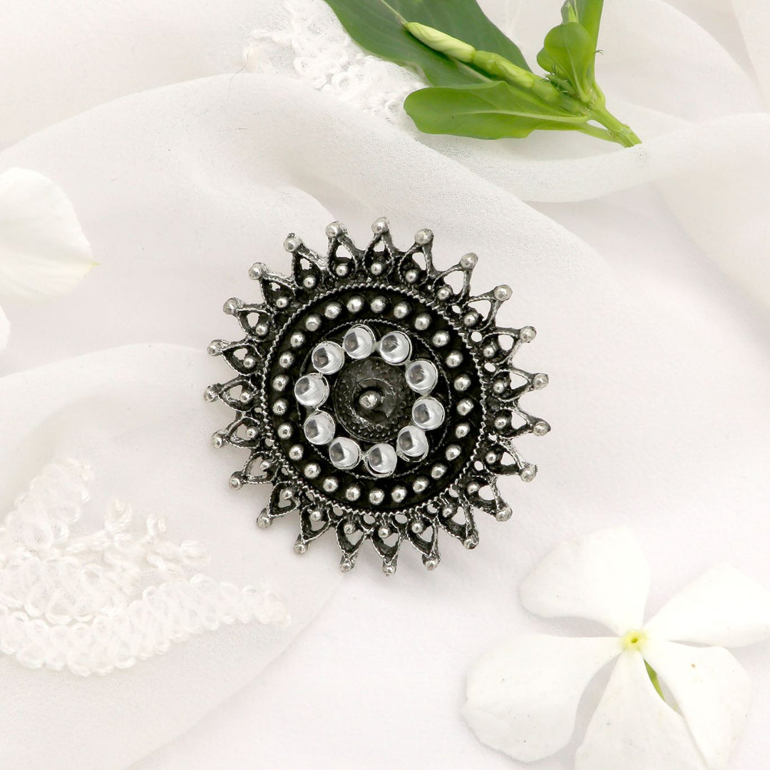 Lavanya Silver Oxidized Ring - Joker & Witch