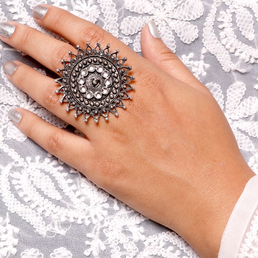 Shop online Lavanya Silver Oxidized Ring by Joker Witch