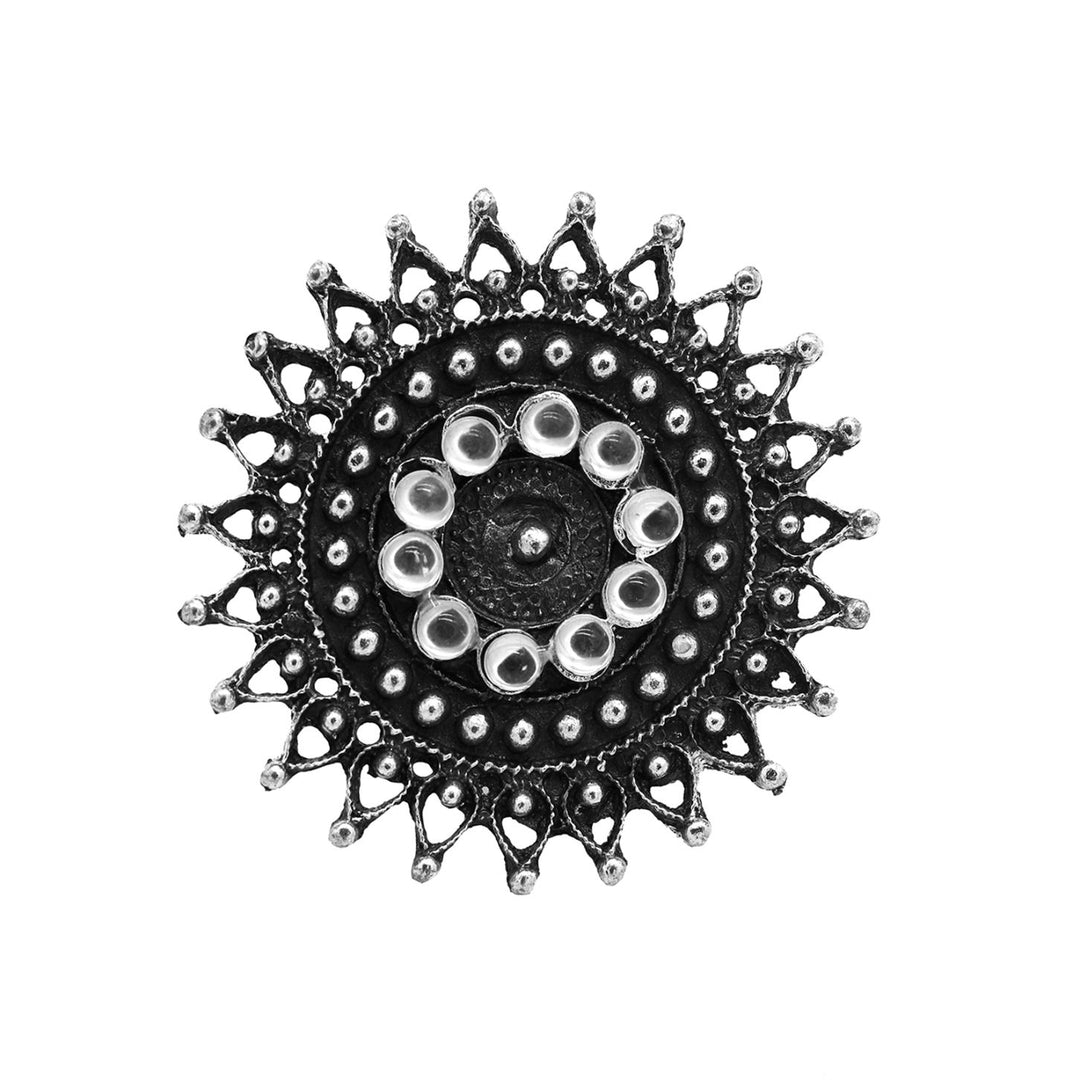 Lavanya Silver Oxidized Ring - Joker & Witch