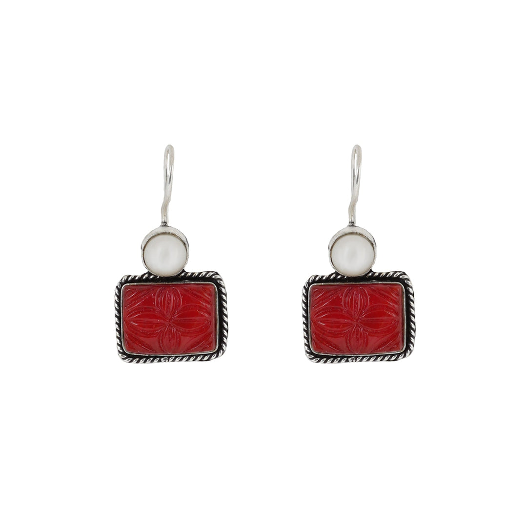 Teejh Diti Maroon Stone & Pearl Earrings