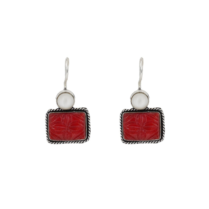 Teejh Diti Maroon Stone & Pearl Earrings