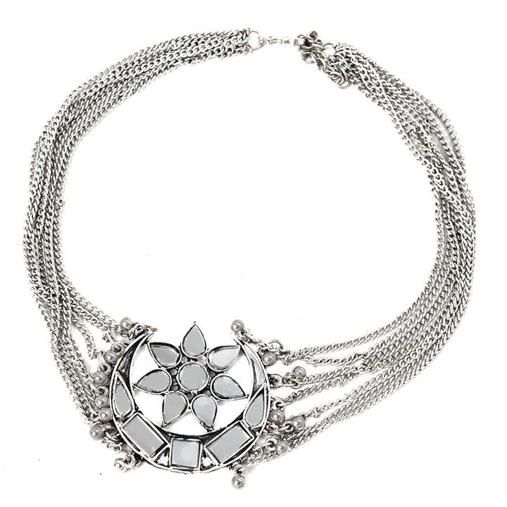Palak Silver Oxidized Mirror Necklace - Joker & Witch