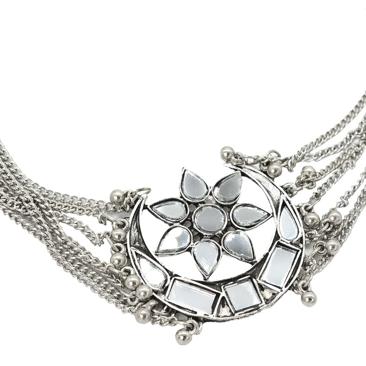 Palak Silver Oxidized Mirror Necklace - Joker & Witch