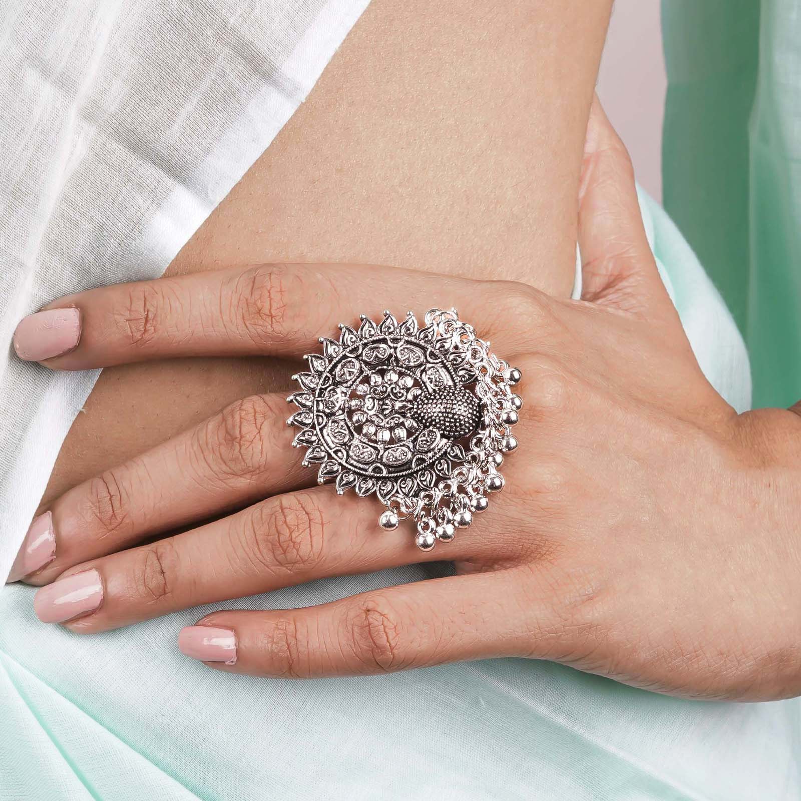 oxidized rings for women: Flaunt Aesthetically With The Best Oxidised Rings  For Women In India - The Economic Times