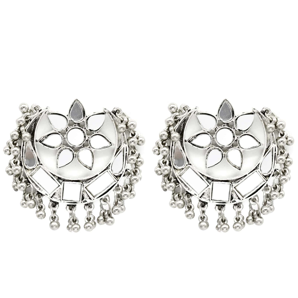 Akashi Silver Oxidized Mirror Earrings - Joker & Witch