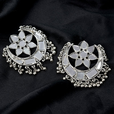 Akashi Silver Oxidized Mirror Earrings - Joker & Witch