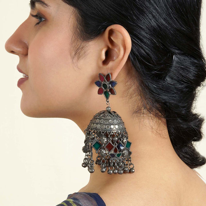 Teejh Shivani Silver Oxidised Earring