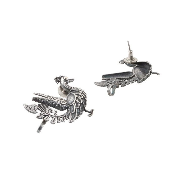 Teejh Ikshita Peacock Silver Oxidised Earcuff