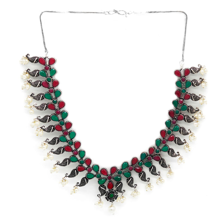 Niranjana Multi colored Silver Oxidized Necklace Set - Joker & Witch