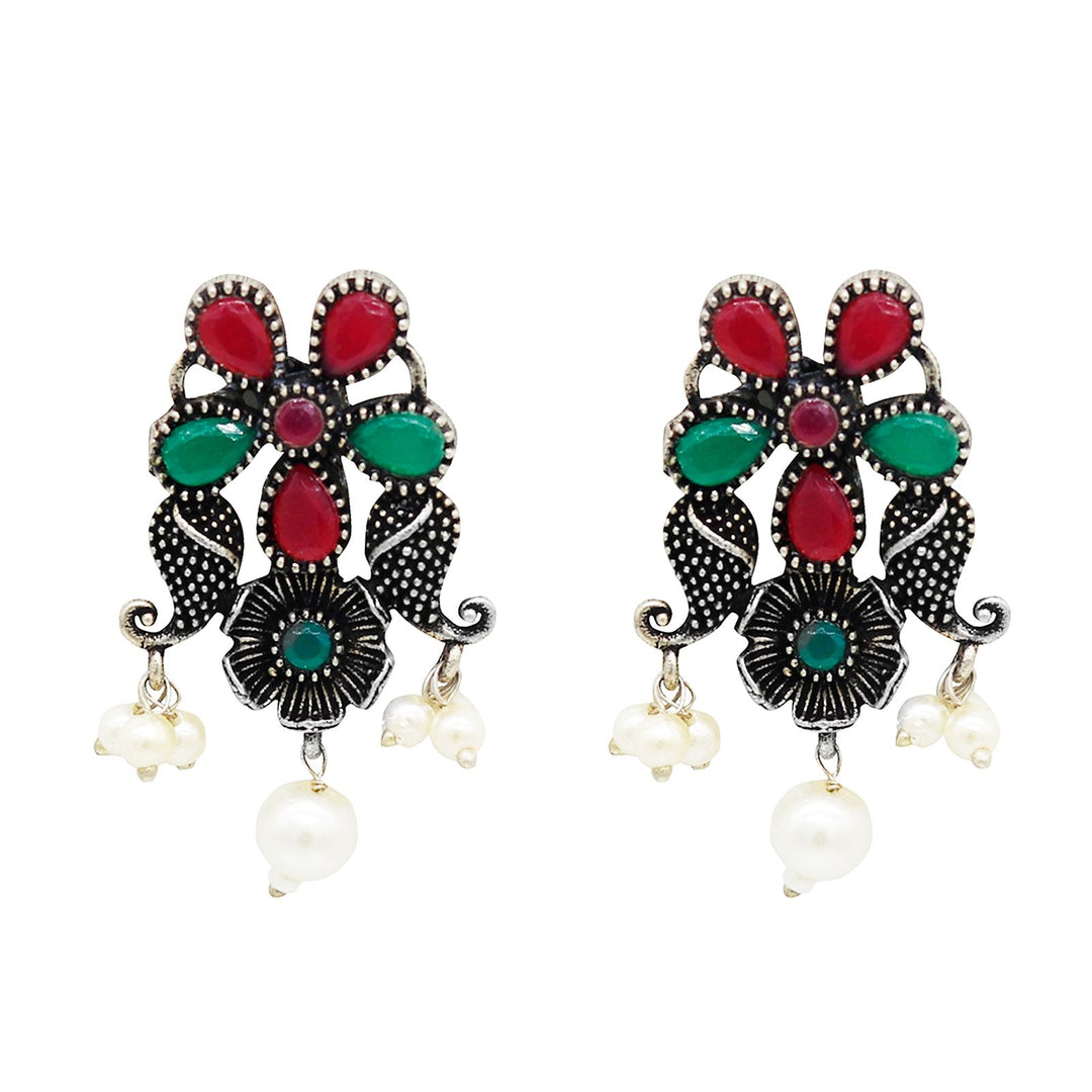 Niranjana Multi colored Silver Oxidized Necklace Set - Joker & Witch