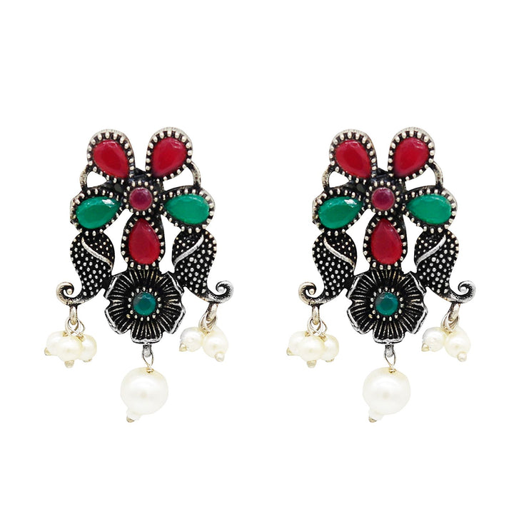 Niranjana Multi colored Silver Oxidized Necklace Set - Joker & Witch