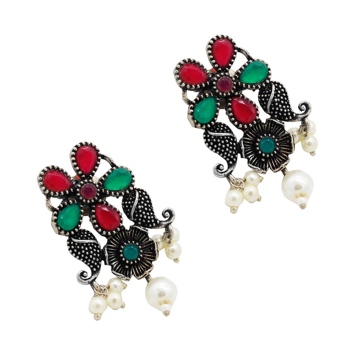 Niranjana Multi colored Silver Oxidized Necklace Set - Joker & Witch