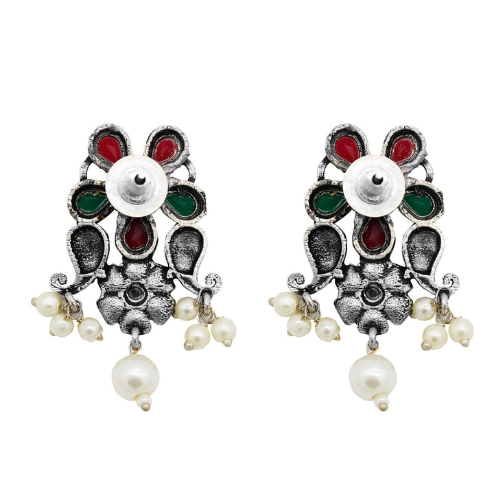 Niranjana Multi colored Silver Oxidized Necklace Set - Joker & Witch