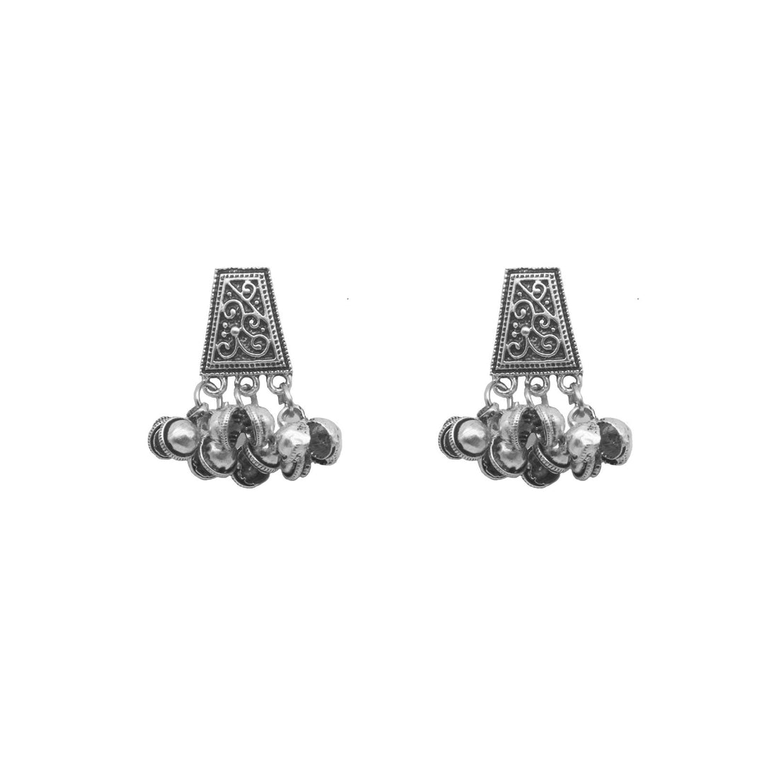 Kanish Silver Oxidized Ghungroo Earrings
