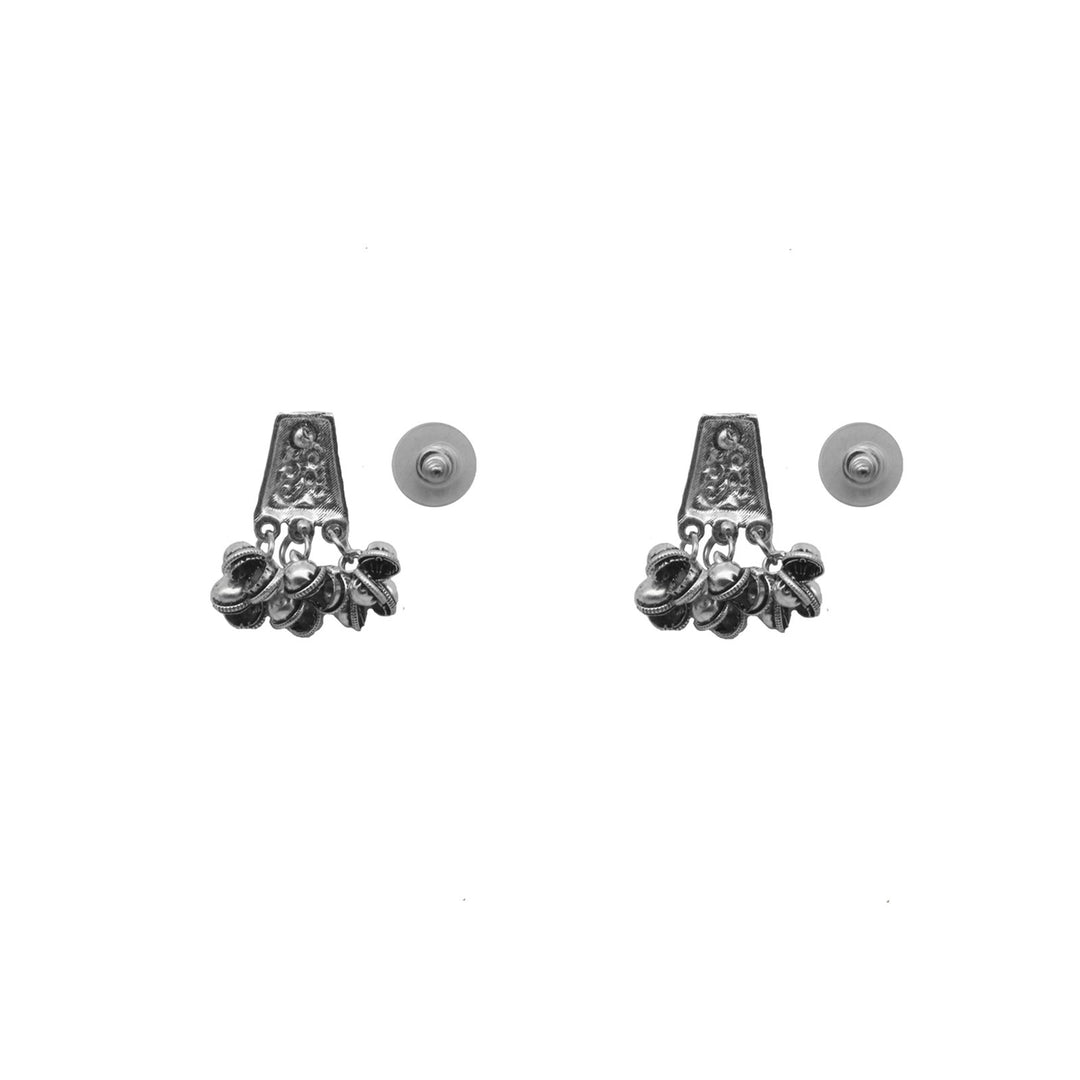 Kanish Silver Oxidized Ghungroo Earrings