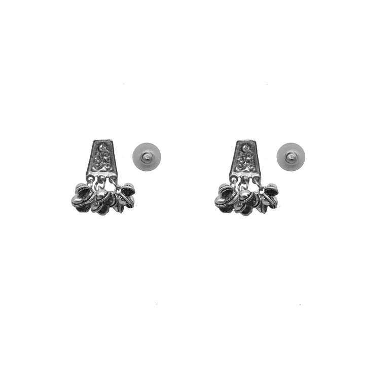 Kanish Silver Oxidized Ghungroo Earrings