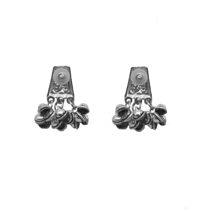 Kanish Silver Oxidized Ghungroo Earrings