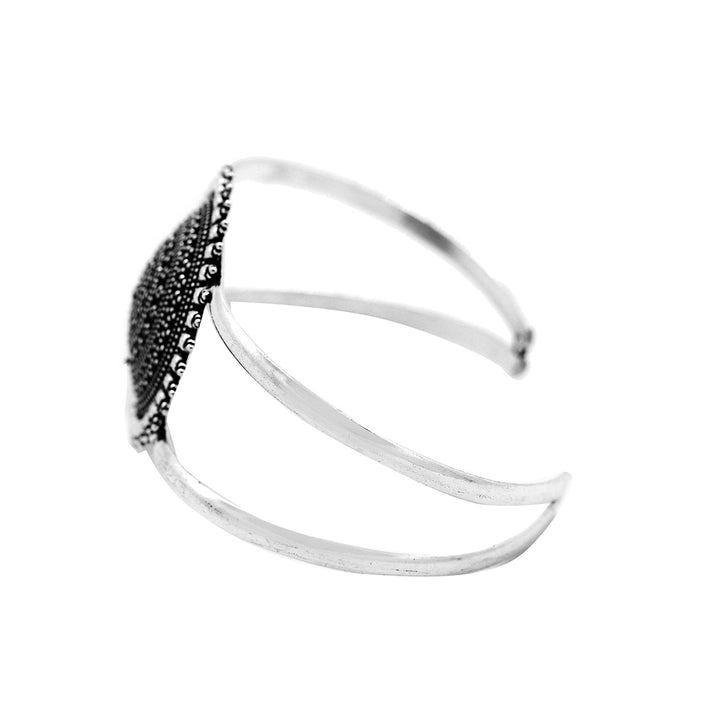 Kimaya Circular Silver Oxidized Cuff - Joker & Witch