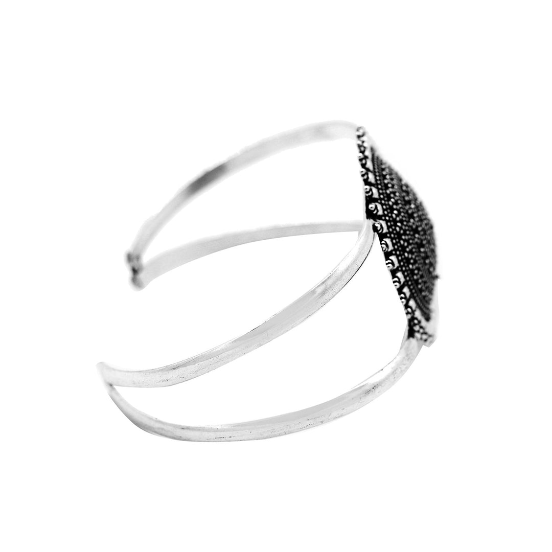 Kimaya Circular Silver Oxidized Cuff - Joker & Witch