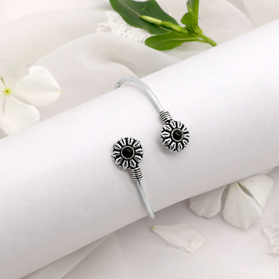 Aparna Black Circular Silver Oxidized Bracelet - Joker & Witch